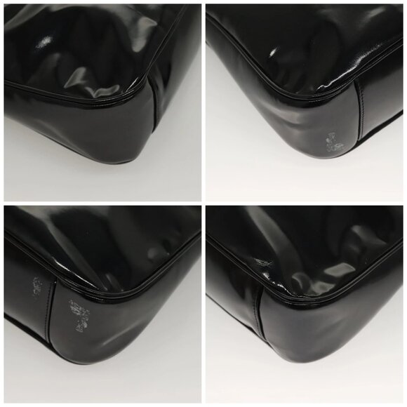 GUCCI Bamboo Hand Bag Enamel 2way Black Gold - Picture 16 of 16